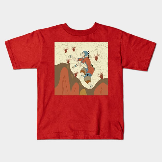 Minoan Saffron Gatherer illustration Kids T-Shirt by Tomas Sterancak